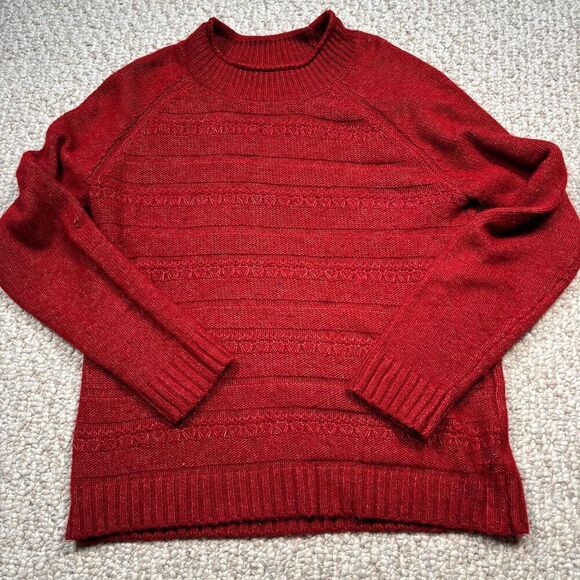 Croft & Barrow Knit Sweater Red Size S Ribbed Winter‎ Warm Layer - Picture 1 of 4